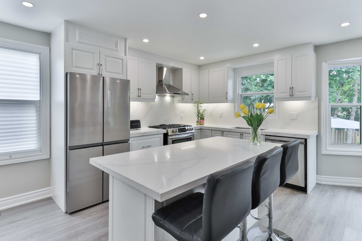 a kitchen with a sink and a window