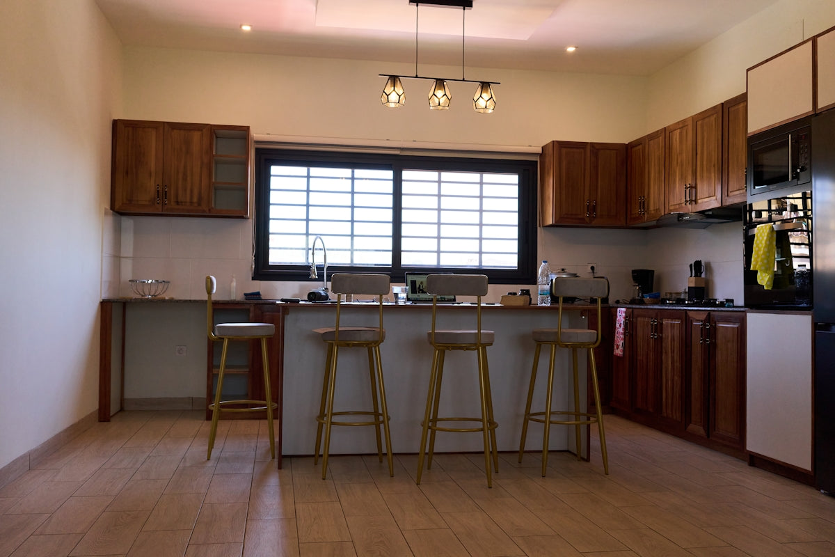 Modern kitchen with island and bar stools