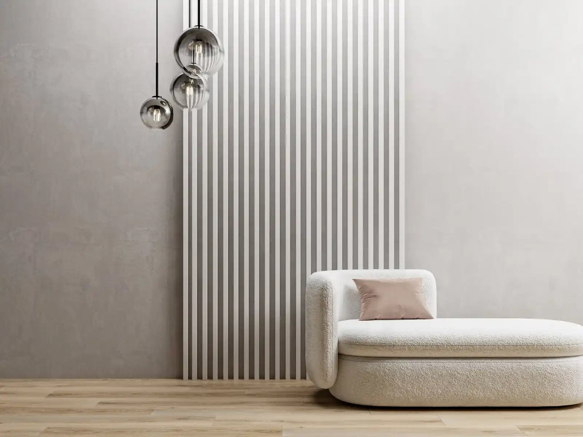 Decorative Wall Panel - White / (8) Individual Planks – Each: 106" (H) × 3/16" (W) × 9/16" (D) Decorative Wall Panel Walls
