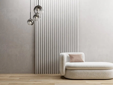 Decorative Wall Panel - White / (8) Individual Planks – Each: 106" (H) × 3/16" (W) × 9/16" (D) Decorative Wall Panel Walls