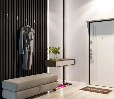 Decorative Wall Panel - White / (8) Individual Planks – Each: 106" (H) × 3/16" (W) × 9/16" (D) Decorative Wall Panel Walls