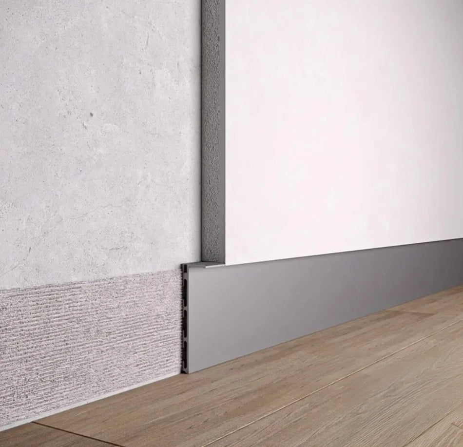 Floor Baseboard for Hidden Doors - Grey / 8 Pack - 10Ft x 2 1/3" Floor Baseboard for Hidden Doors Floor