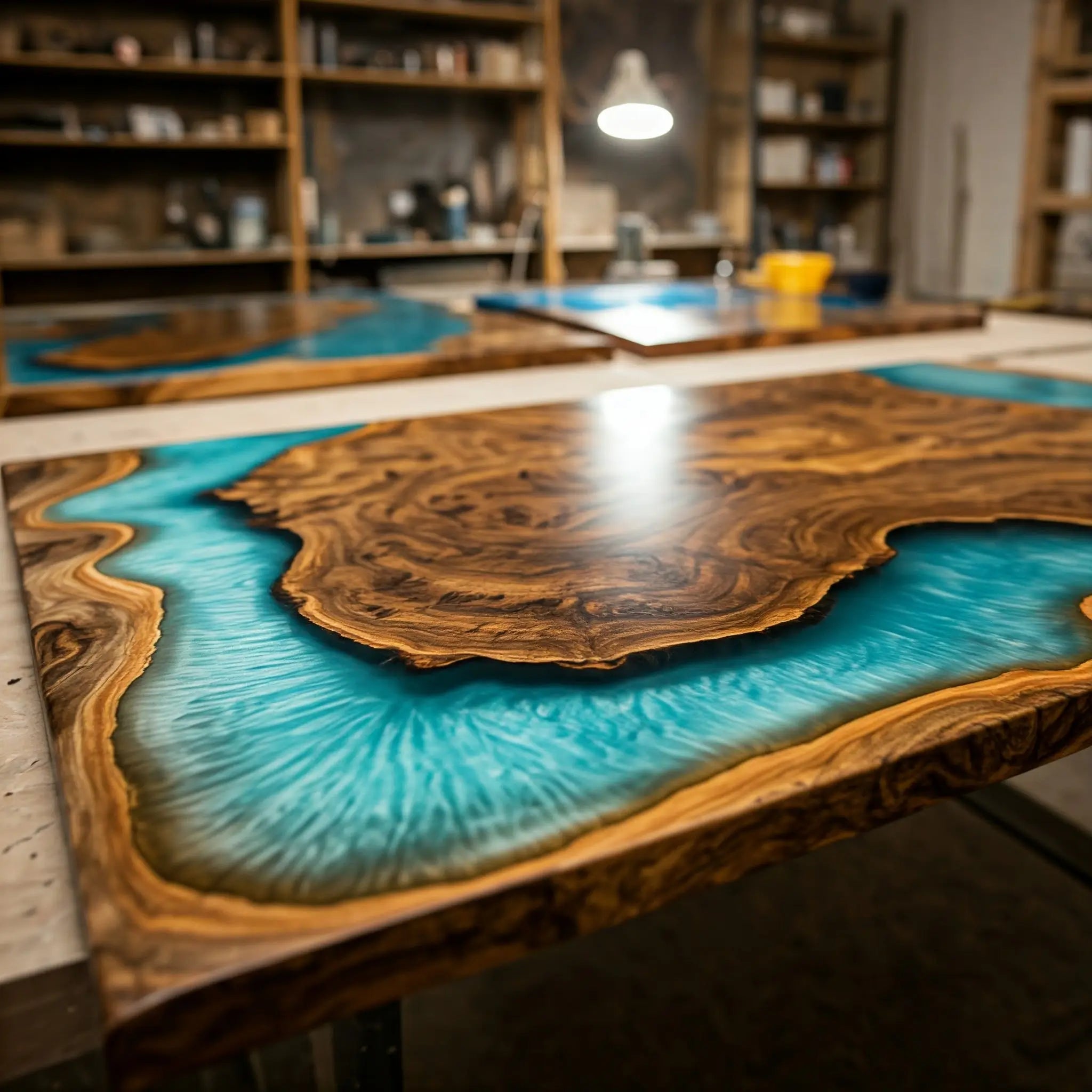 Light Blue Epoxy Table