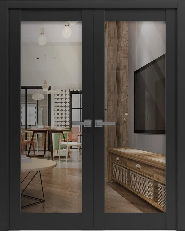 Lucia 2166 - Matte Black / (2) 18" x 80" Lucia 2166 Door